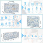 Gosect 3pc Makeup Bag Set, Quilted Makeup Bag Set, Large Floral Cosmetic Bag - Image 2