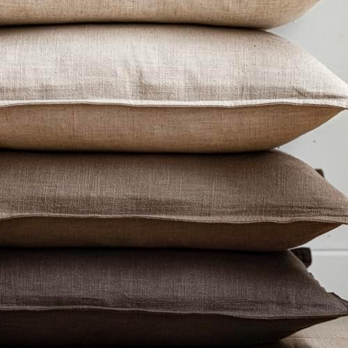 Foindtower Linen Solid Decorative Throw Pillow Covers 20x20 Natural Linen - Image 5
