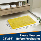 Chenille Bathroom Rug 24"x36" Yellow, Non-Slip Plush Bath Mat - Image 2