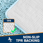 Chenille Bathroom Runner Rug 24"x60" Baby Blue, Plush Bath Mat - Image 5