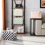 Ohocut Sage Green Checkered Canvas Basket, Rectangular Organizing Decorative - Image 4