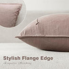 Foindtower Linen Solid Decorative Throw Pillow Covers 16x16 Inch Dusty Pink - Image 3