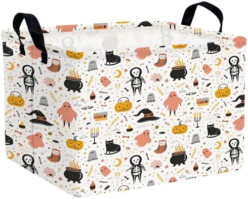 Large Halloween Basket Gift Cute Pumpkin Ghost Parties Decor Kid Trick or Treat by ASKETAM