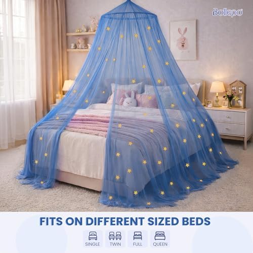 Bollepo Blue Canopy Bed, Kids and Babies, Net Use to Cover The Baby, Girls Or - Image 2