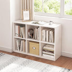 NELYE 6 Cube Organizer Bookcase White Open Shelf by NELYE