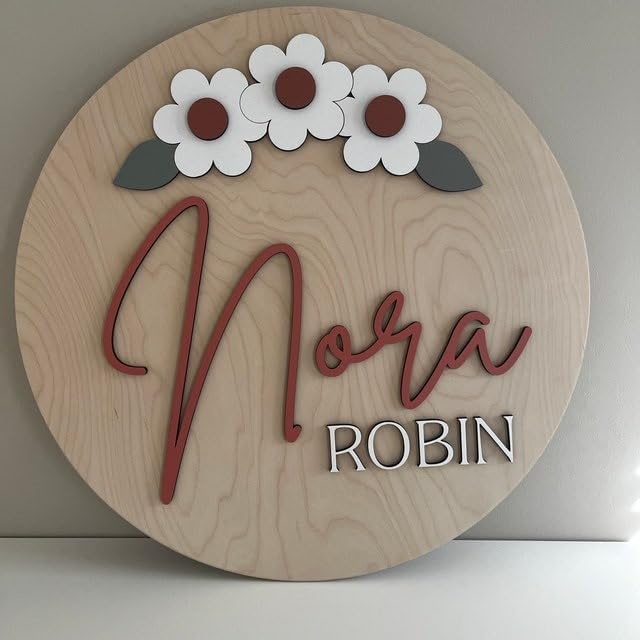 Round Name Sign For Nursery, Boho Nursery Sign, Family Name Signs, 3D Wall Art - Image 3