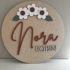 Round Name Sign For Nursery, Boho Nursery Sign, Family Name Signs, 3D Wall Art - Image 3