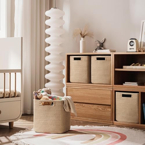 UBBCARE Set of 4 Storage Basket-11 X 10.5 X 10.5 In, Cotton Rope Basket - Image 5