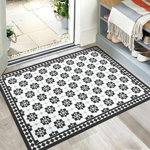 3' x 3' Plastic Floor Mat for Home, Vinyl Print Area Mat for Hard Floor by BelleCosy