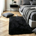 Black Fluffy Shag Rug, Machine Washable Non Slip Plush Floor Carpet by KICHOWUA