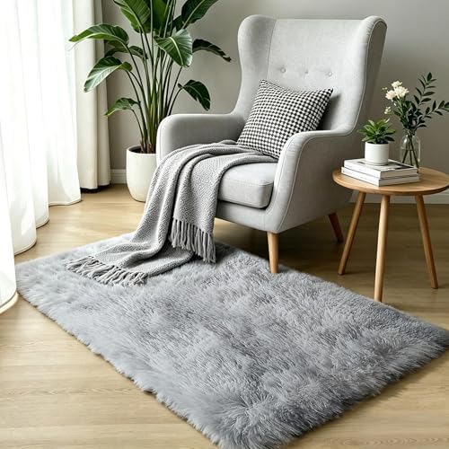 Light Grey Fluffy Shag Rug 2x3 - Image 6