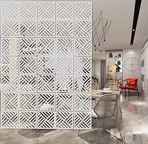 White Hanging Room Divider, 12 Pieces Wood-Plastic DIY Panel Screens Partition - Image 2