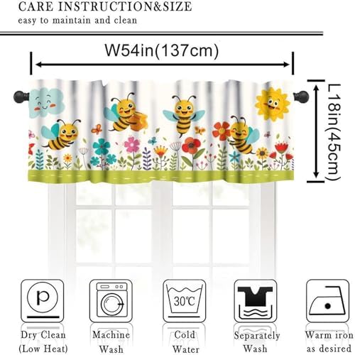 Kids Cartoon Bee Valance Curtain Children's Colorful Cute Forest Plants Flowers - Image 3