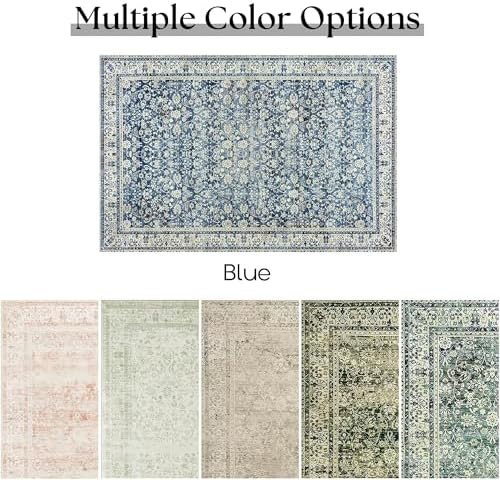 Large Area Rug for Living Room Vintage Blue Non Slip Washable Rugs 9x12 - Image 6