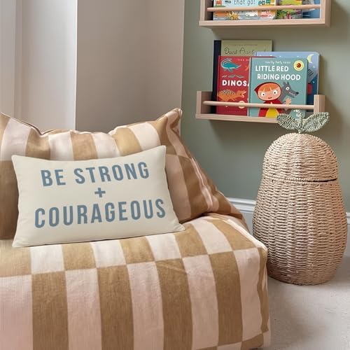 Be Strong and Courageous 12x20 Pillow Cover - Image 2