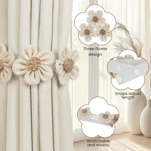 KLOGTSIND Flower Curtain Tiebacks, Decorative Curtain Holdbacks No Drill - Image 4