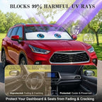 Car Windshield Sun Shade, Universal Fit Full-Size SUV Pickup, Cute Black - Image 3