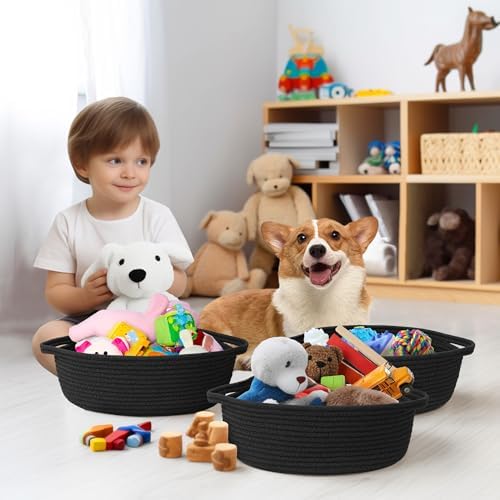 Small Basket for Gifts Empty, Woven Cotton Rope Gift Basket, Cute Kids Dog Cat - Image 4