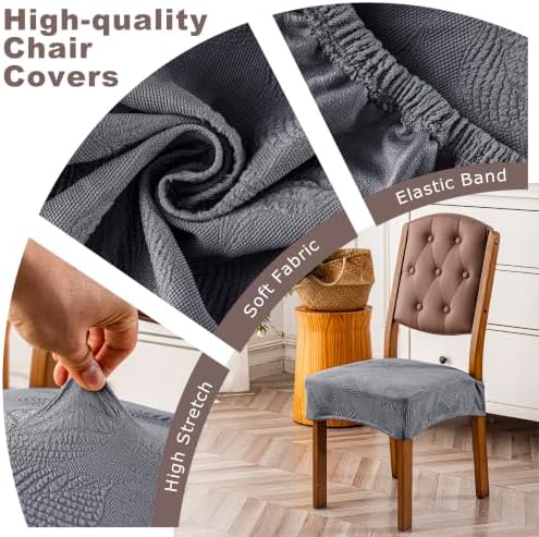 Genina Waterproof Chair Covers Set of 6, Stretch Chair Cover, Dark Gray - Image 2