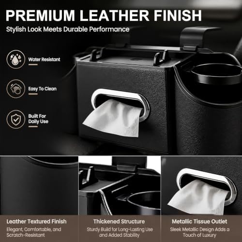 Back Seat Car Organizer, 2 Cup Holders, Tissue Holder, Phone Stand & Hooks - Image 6