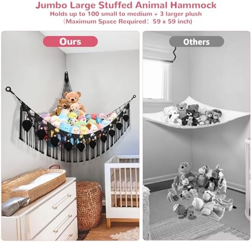 82.7x59x59 Inch Jumbo Stuffed Animal Storage Hammock Corner Toy Net - Image 4