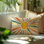 Boho Colorful Sunshine Rainbow Pillow Cover 20x12, Cute Sun Room Bedroom - Image 3