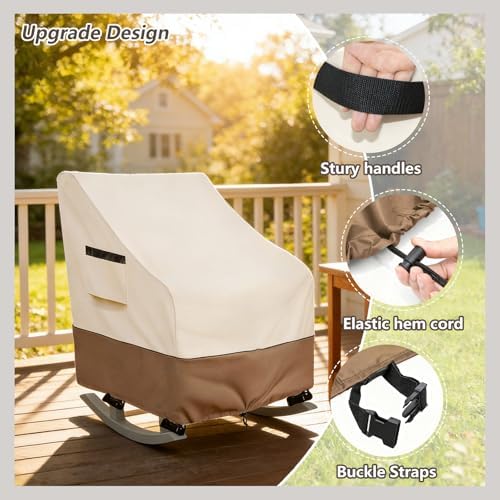 Rocking Chair Cover 2 Pack, 600D Heavy Duty Waterproof and Sunproof Patio - Image 3