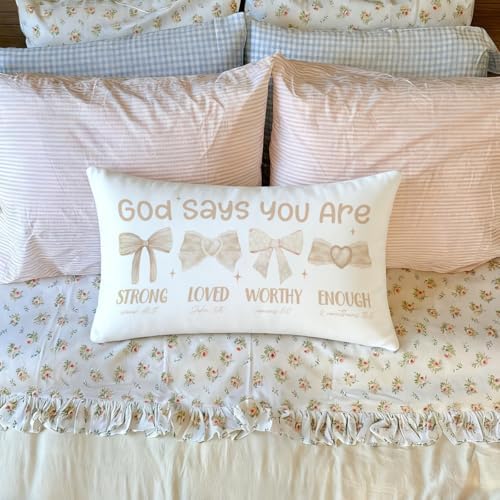 Decorative Beige Bow 12x20 Throw Pillow Cover, Cute Pillowcase - Image 2