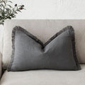 Foindtower Decorative Linen Fringe Lumbar Throw Pillow Covers Cozy Boho by Foindtower