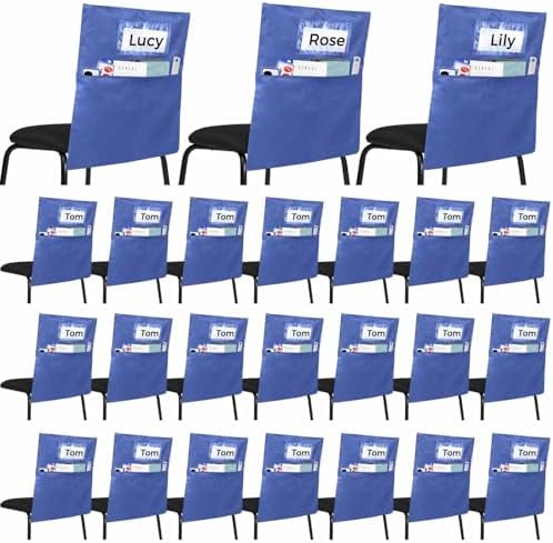 24 PCS Chair Pockets for Classrooms, 19.5"x16.5" Seat Sacks for Classroom by Unknown