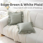 2 Pack Sage Green Gingham Ruffle Throw Pillow Covers 18''x18'' - Image 2