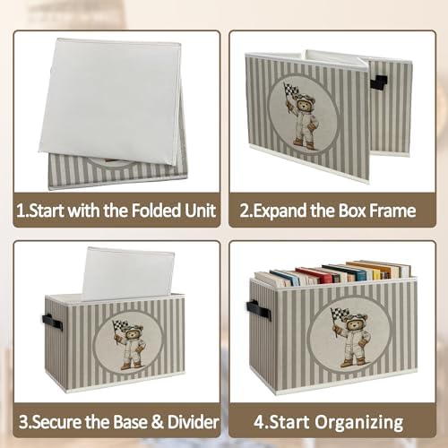 Race Car Bear Nursery Foldable Storage Bins Box - Image 5