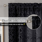 Lecloud Leia Black Valances Sheer Cafe Curtains 24 Inch Length 2 Pieces - Image 3
