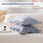 2 Pack Dust Blue Gingham Lumbar Throw Pillow Shams 12''x20'' - Image 3