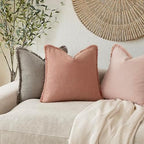 Foindtower Decorative Linen Fringe Throw Pillow Covers 26×26 Coral Pink - Image 5