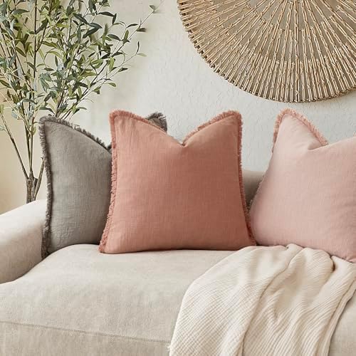 Foindtower Decorative Linen Fringe Lumbar Throw Pillow Covers Cozy Boho - Image 5