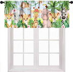 Jungle Safari Animals Window Valance, Woodland Jungle Animals Lion Giraffe by Unknown