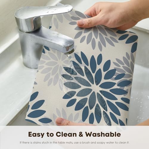 Artoid Mode Floral Vinyl Placemats Set of 4, Washable Heat Resistant Non-Slip - Image 4