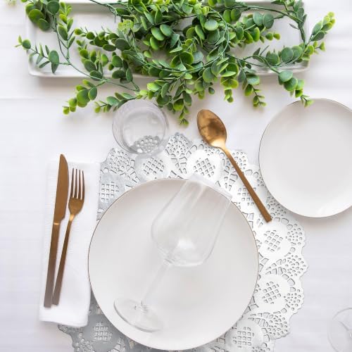 MCEAST 100 Pack Round Silver Paper Doilies 13.5 Inches Lace Paper Place Mats - Image 4
