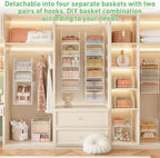 4-in-1 Hanging Closet Organizers and Storage, 4 Hooks 2 Adjustable Dividers - Image 6