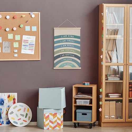 HRQKO Blue I Am Kind Smart Inspirational Poster Hanger Frame, Boho Rainbow Wall - Image 2
