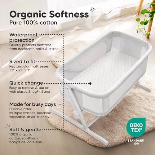 2pk Waterproof Bassinet Mattress Protector 32x21 - Image 2