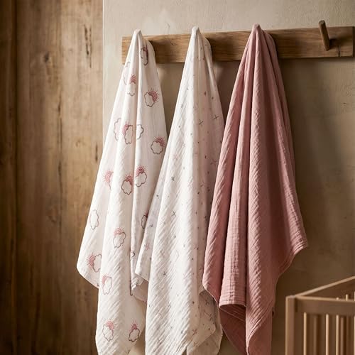 Muslin Swaddle Blankets for Newborn, 3 Pack Breathable Soft Receiving Blanket - Image 6