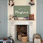 Playroom Decor for Boy, Long Live Playtime Wall Hanging Linen Banner, 20x30 - Image 3