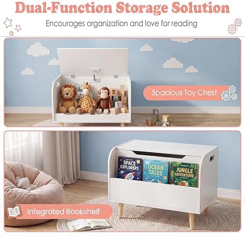 GLACER Kids Toy Box, Wooden Toy Chest - Image 3