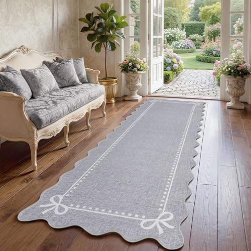 Garvee Scalloped Bow Runner Rug 2x6 Washable Kitchen Runner Rug Non-Slip by Garvee