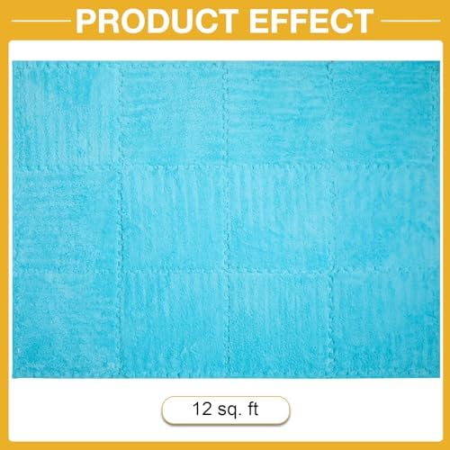 ZENOWICK 12 Pcs Plush Interlocking Carpet Tiles, Puzzle Play Mats - Image 4