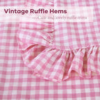 2 Pack Pink White Gingham Ruffle Throw Pillow Covers 22''x22'' - Image 5
