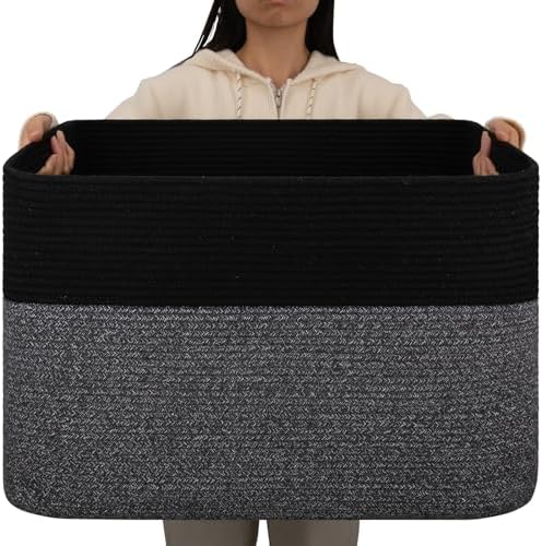 OIAHOMY 108L Extra Large Blanket Basket Dog Toy Basket Grey/Black by MasterofSpaceOptimization