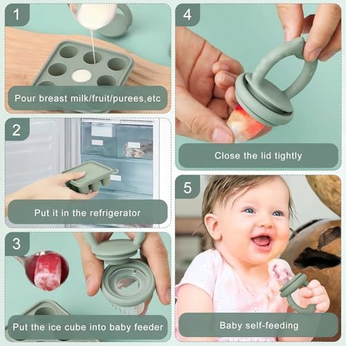 Baby Fruit Food Feeder Breastmilk Popsicle Molds, Silicone Food Freezer Tray - Image 4